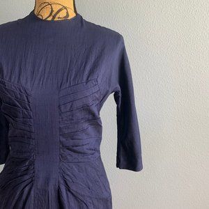 1950s Jonathan Logan Navy Blue Dress